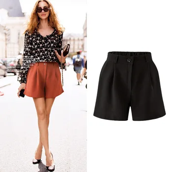 

2018 Summer New Arrival Euramerican Ladies Elastic waist Plus size short Pants Women easy matching Solid Color Short trousers