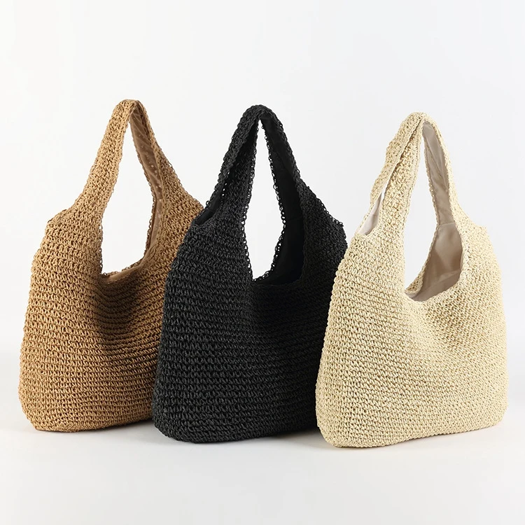 Корейская версия Ins пляжная Праздничная стильная новая тканая сумка ручной работы на плечо простая однотонная соломенная сумка