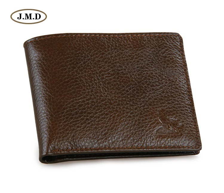 

J.M.D Hot Selling Genuine Cow Leather Brown Color Men's Fashion Design Short Purse Men's Wallet Card Holder 8015-3B