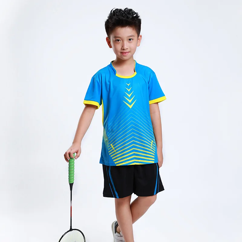 Free Custom Children Badminton clothes Boy , Girl sports Tennis clothes , kids Badminton set