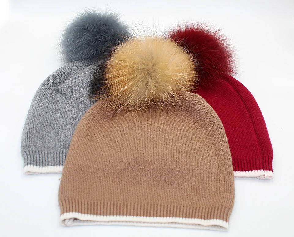 Winter Hats For Girls Skullies Knitt Wool Pom Poms Beanies Female Real Fox Fur Pompon Hat For Women 2018 New (16)