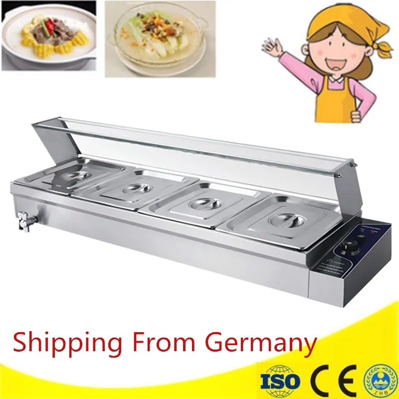 

Electric Buffet Tool with 4 Pans Bain Marie Food Warmer Restaurant Commercial Countertop Warming Tray