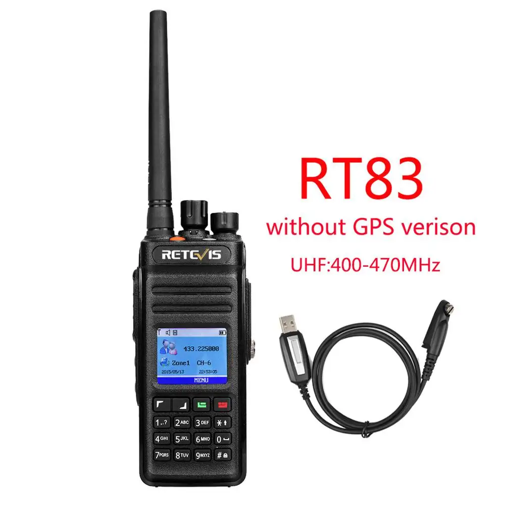 Retevis RT83 DMR цифровая рация(gps) IP67 водонепроницаемый пылезащитный UHF Ручной любительский Открытый двухстороннее радио+ программный кабель - Цвет: without GPS