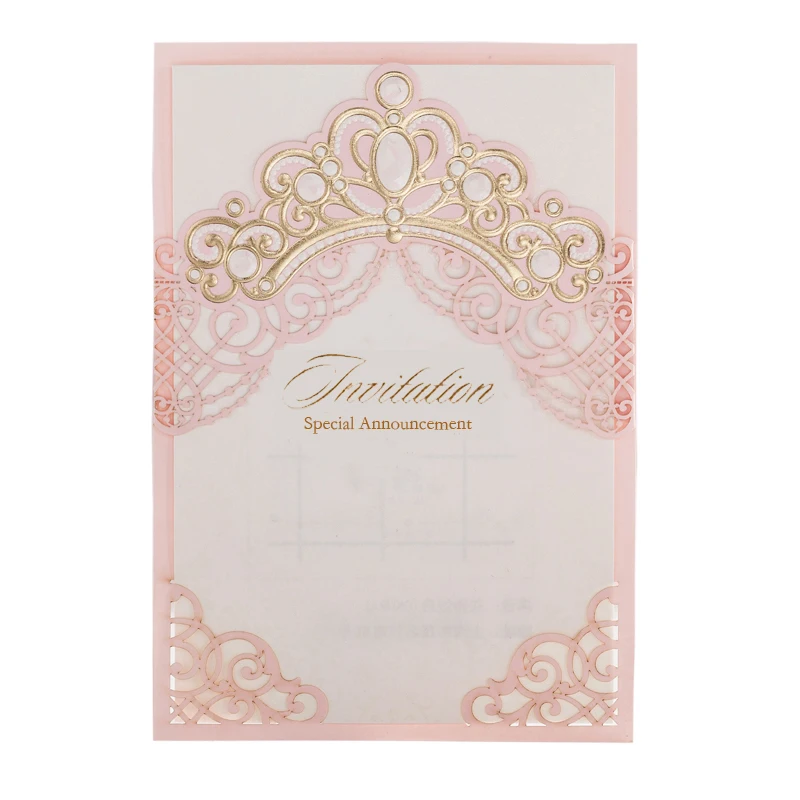 [Princess Dream] 20 шт./лот свадебные приглашения с розовой и красной фольгой в форме