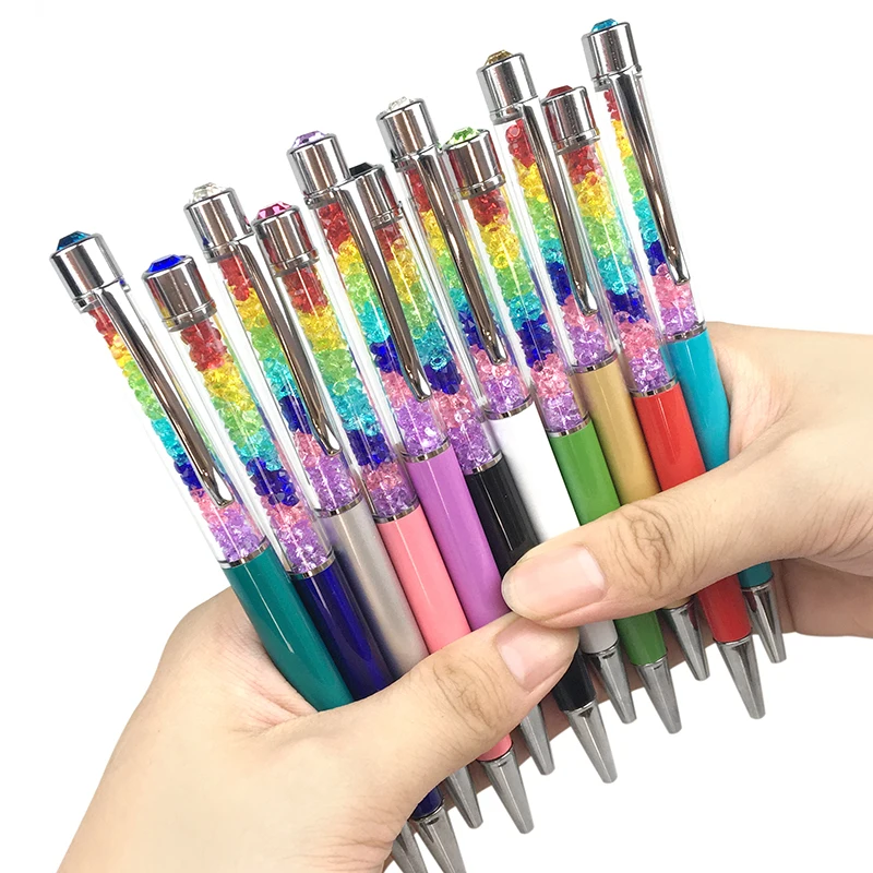 

13 Colorful Crystal Ballpoint Pen Fashion Creative Stylus for Writing Stationery Office & School Pen Ballpen Black Blue 1.0mm