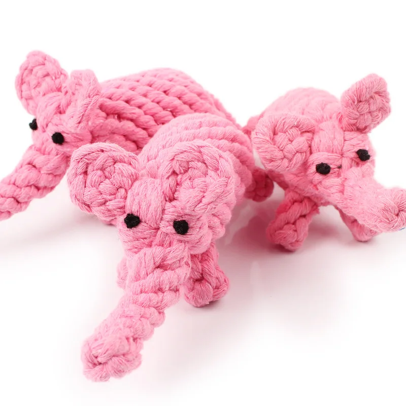 Новая розовая собака игрушки хлопковая веревка жевательный для домашних щенков игрушка ручной работы Слон Дизайн собаки для обучения чистке зубов игрушки