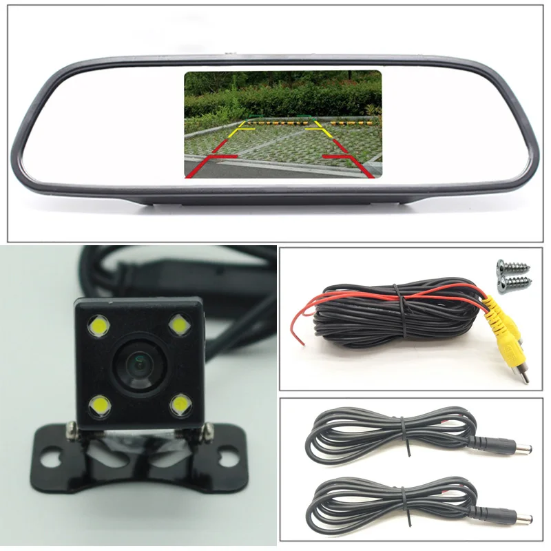 Автомобиль HD 4,3 дюймов зеркало заднего вида монитор CCD Видео Авто помощь при парковке светодиодный ночной 3 в 1 датчик парковки камера заднего вида - Цвет: 5