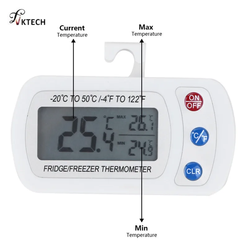 

Wireless Electronic LCD Digital Thermometer Indoor Fridge Freezer Refrigerator Temperature Meter with Hanging Hook Termometro