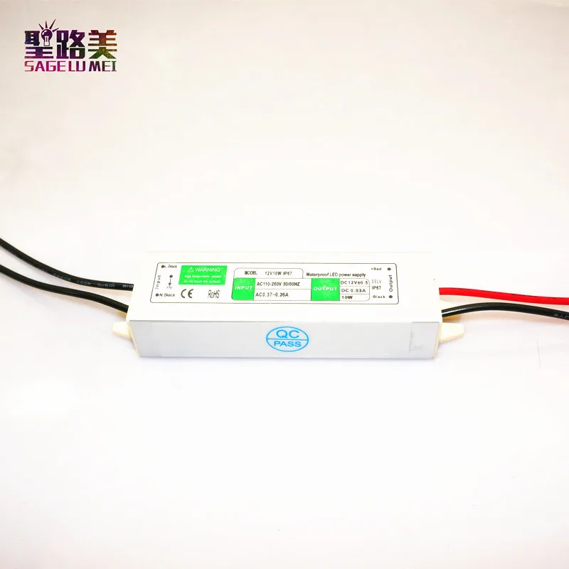 

Best price 1 pcs 12V 10W Power Supply AC110-260v to DC12V Switch Waterproof IP67power supply for outdoor led strip light