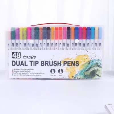 100 шт цветные ручки-маркеры с двойным наконечником, отличный тонкий карандаш для рисования, акварельная ручка для Bullet Journal Manga, каллиграфия - Цвет: 48 Colors