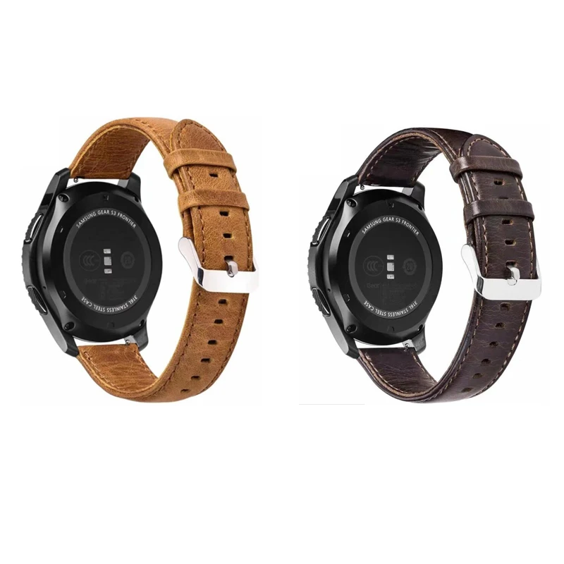 

Gai band for Samsung Galaxy Gear S3 xiaomi huami amazfit pebble time steel strap genuine leather band replacement 22mm