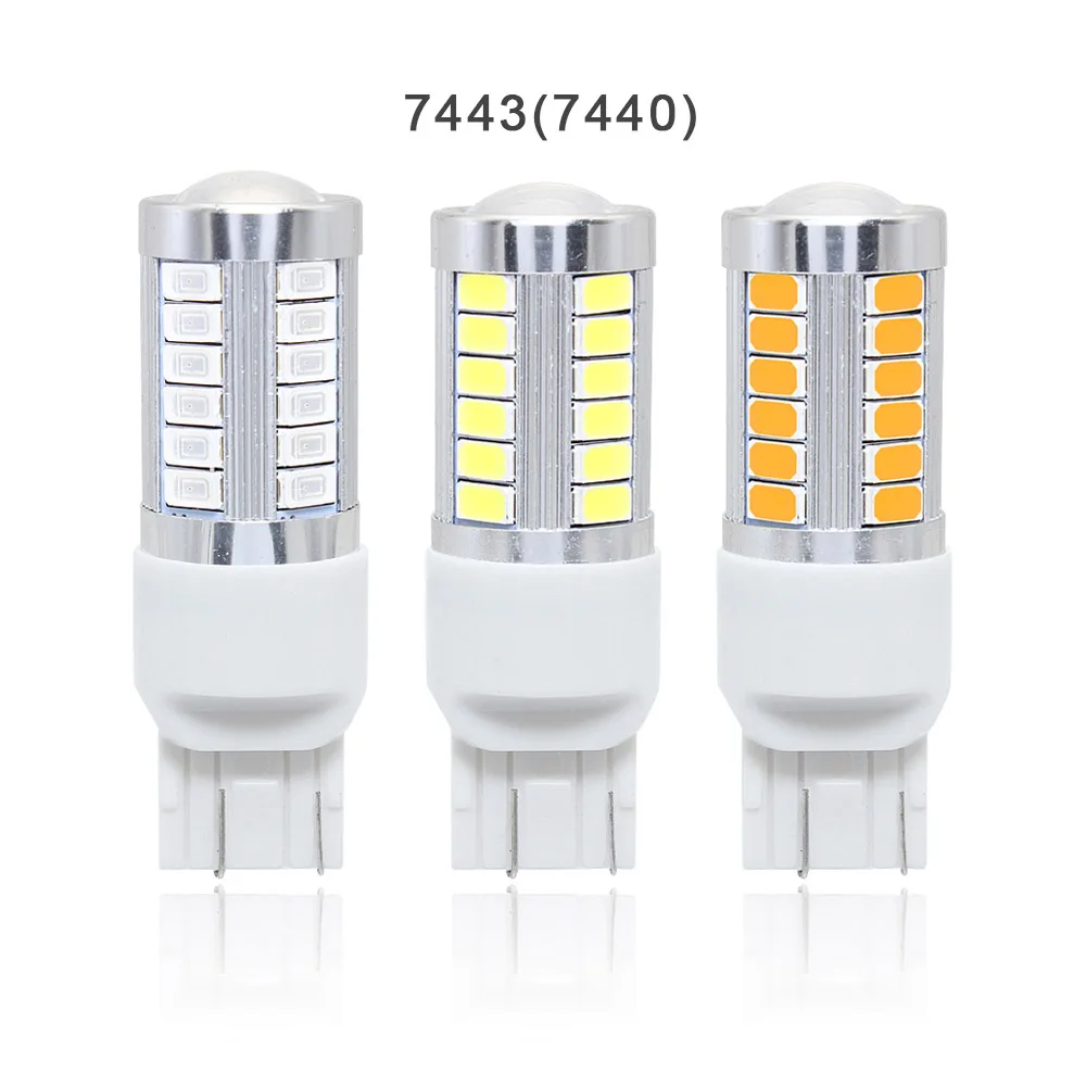 1x7443 7440 1156 ba15s 1157 bay15d 33 SMD 5630 Светодиодный Светильник лампы поворота тормоза автомобиля Хвост Сигнальная лампа 12V Белый цвет красный, желтый - Испускаемый цвет: 7443(7440)