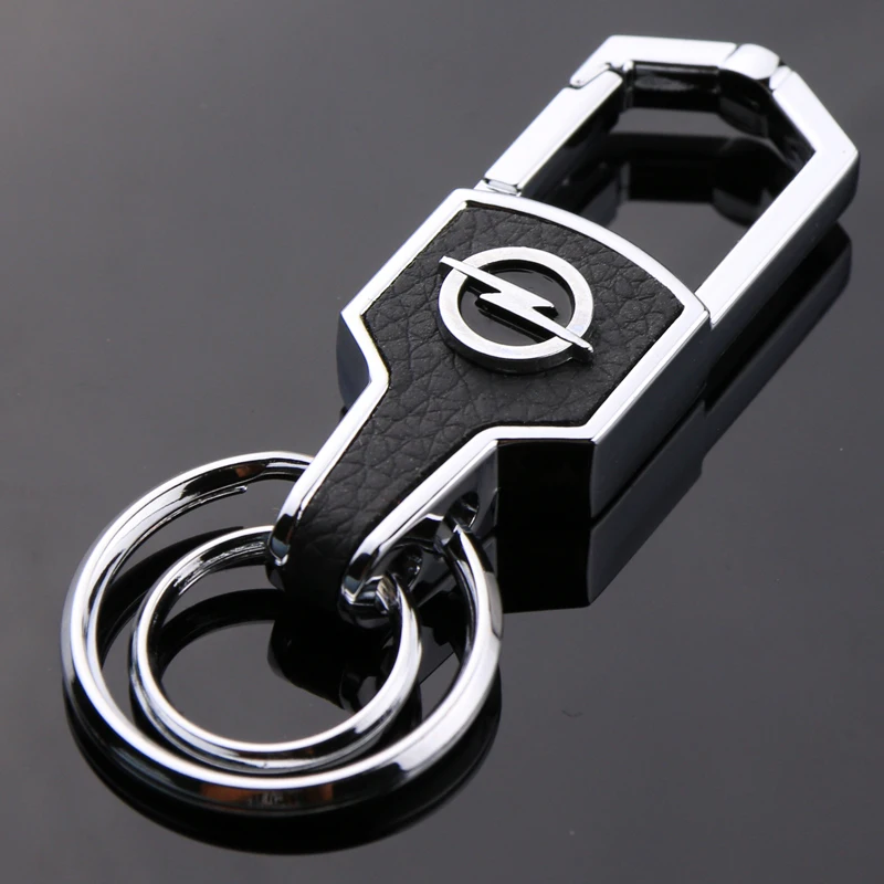 

KUNBABY Metal Keychain Leather Car Key Ring Keyring Auto Pendant Key Chain for Opel Antara Corsa Astra Vectra Mokka Crossland X