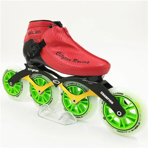 Профессиональная обувь для катания на роликах Новое поступление мужские/женские роликовые коньки 4 колеса 100 мм 110 мм для взрослых/детей - Цвет: green wheels