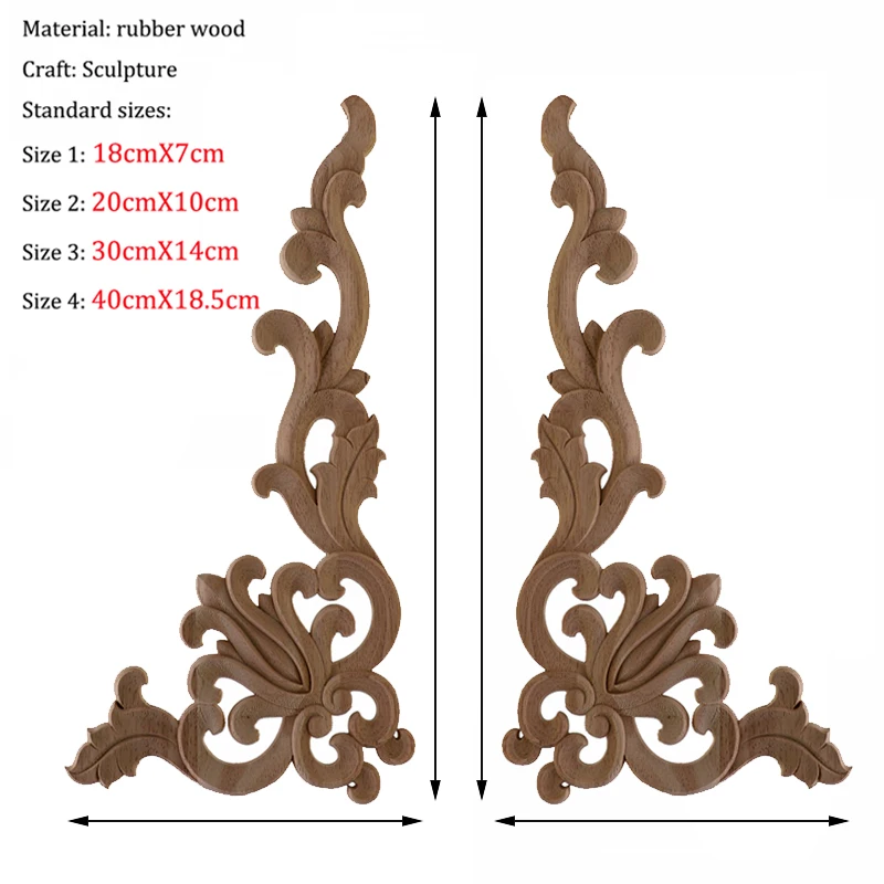 Wood Applique Decorative Flower Piece Wall Wardrobe Home Decoration