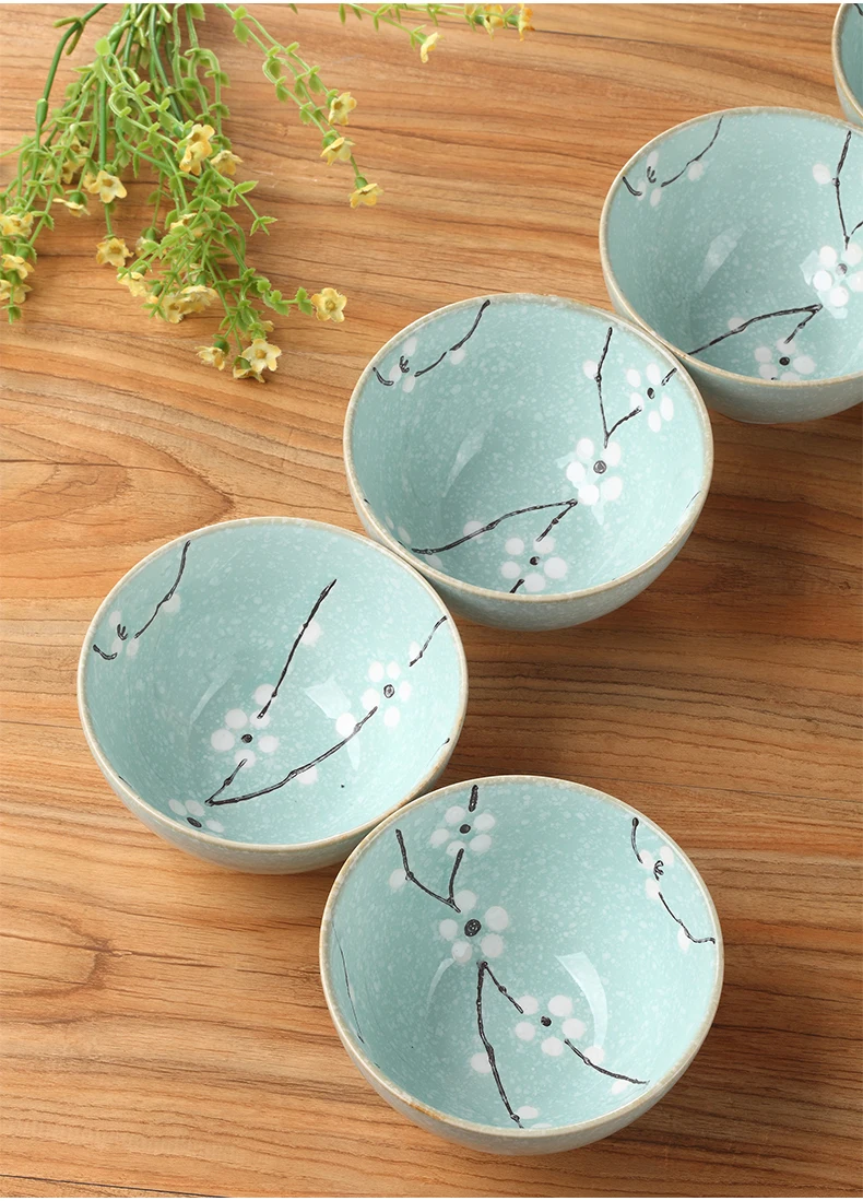 1 комплект керамическая чаша Корейский Японский стиль подглазурь цветок узорная рисовая супница подарок
