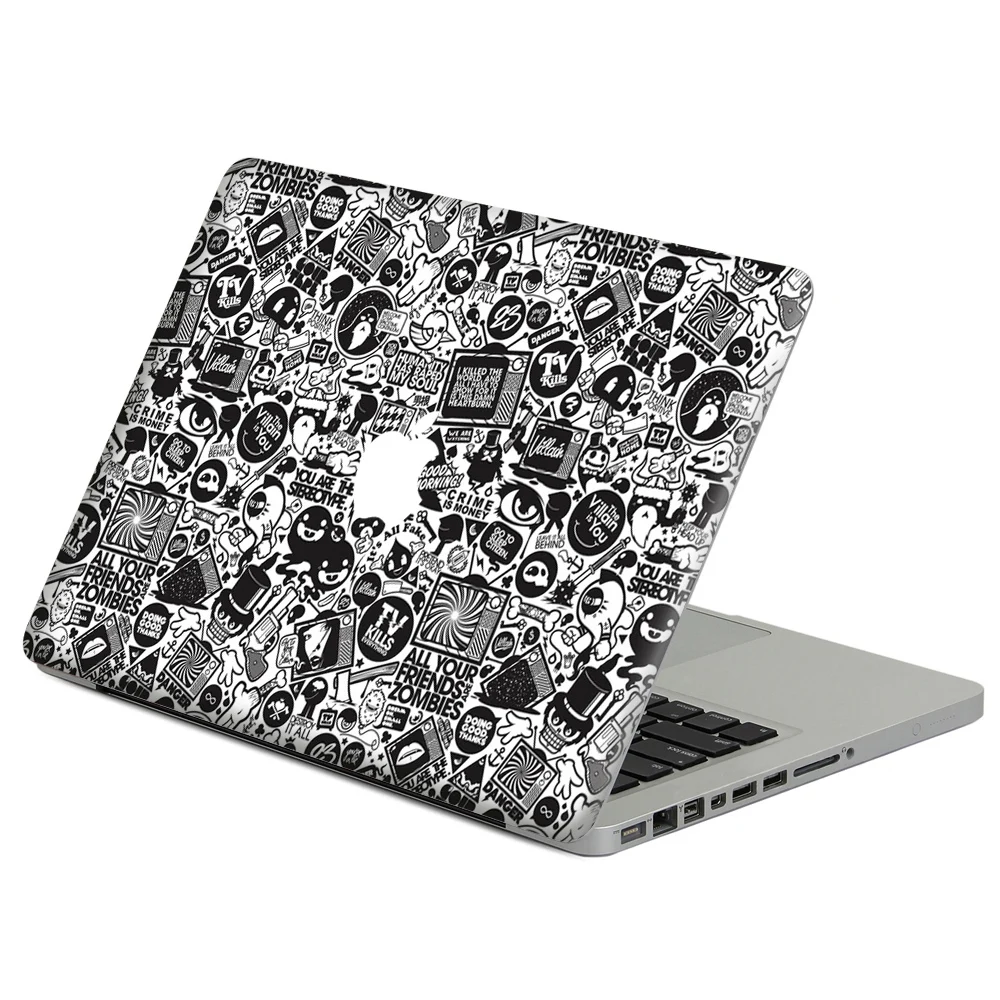 Black cartoon stick figure Laptop  Decal Sticker  Skin For 