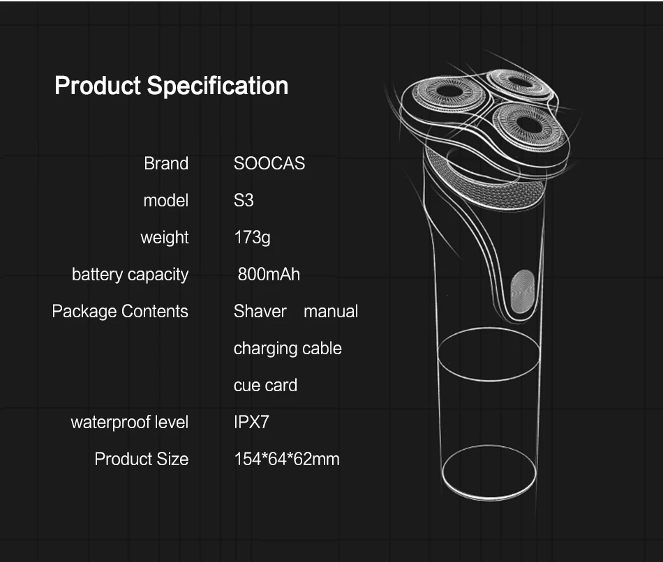 SOOCAS S3 бритва электрическая Мужская бритвенная машинка электробритва триммер для бороды IPX7 type C перезаряжаемая Бритва для Xiaomi