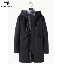 KENNTRICE Парка мужская зимняя куртка средней длины куртка с капюшоном лоскутное камуфляжное пальто на молнии ветровка теплое пальто