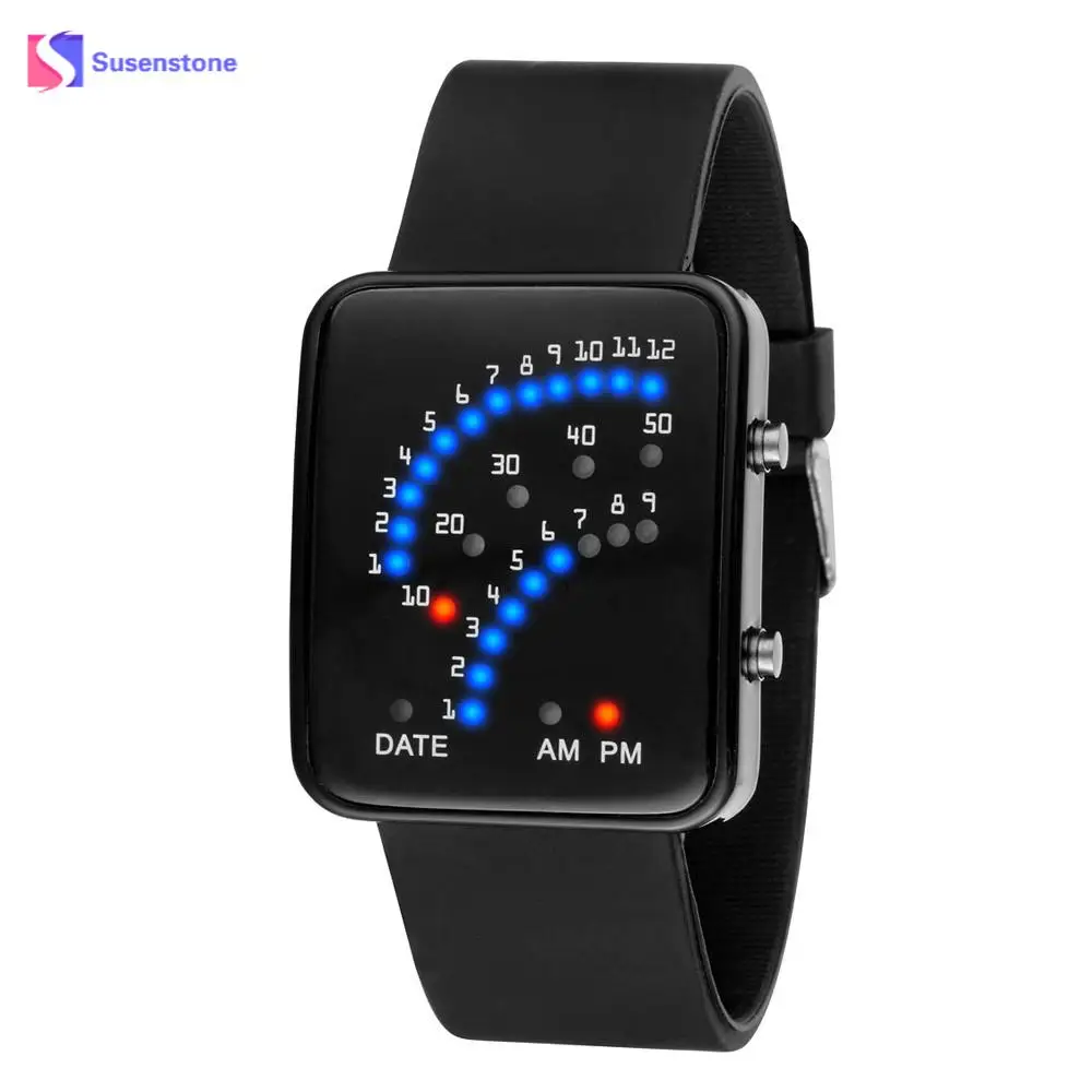 

Fashion Brand Women Mens Analog Quartz Wristwatches Futuristic Style Multicolor LED digital watch Sport Wrist Watch Male Clock