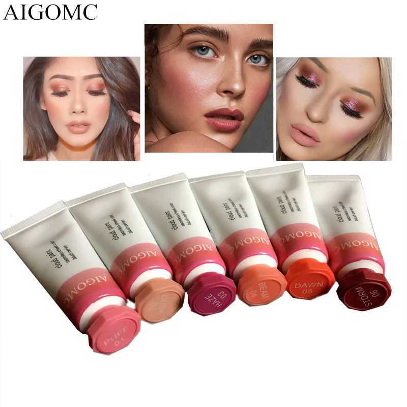 

AIGOMC 6 Color Liquid Blusher Sleek Silky Cloud paints Blush Long Lasting Natural Cheek Blush Brighten Peach Pink Face Maquiagem