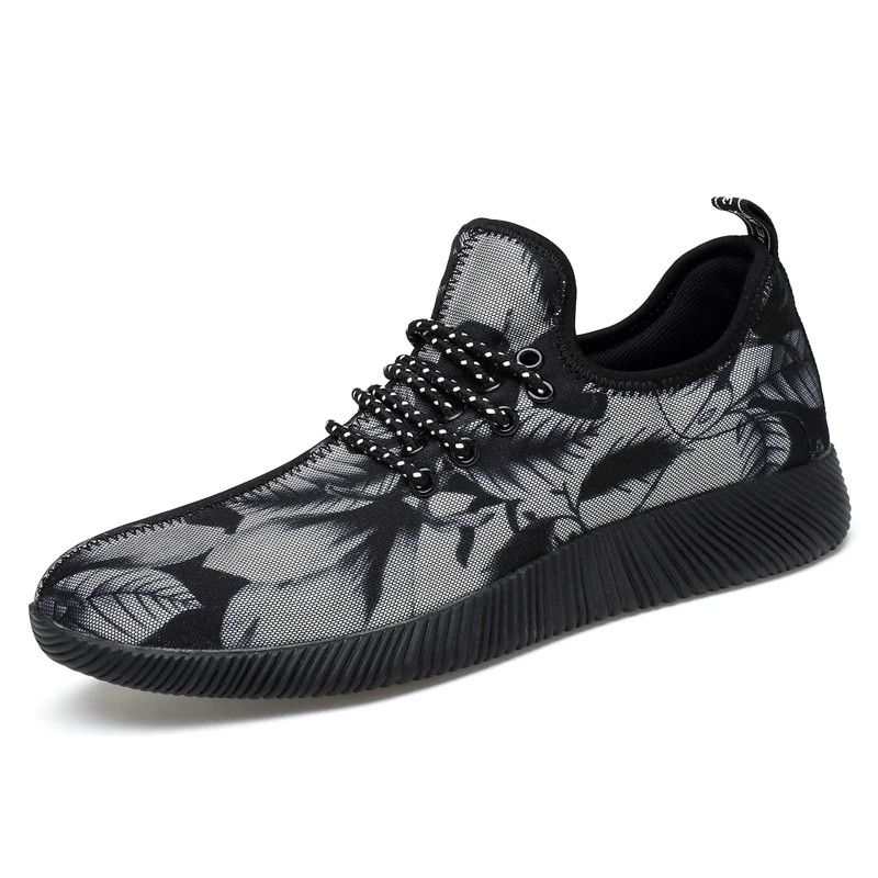 

2017 New Spring Summer Mesh Shoes Men's 3D Flowers Shoes Cool Printed Slip-on Coconut shoes Sport Zapatillas deportivas hombre