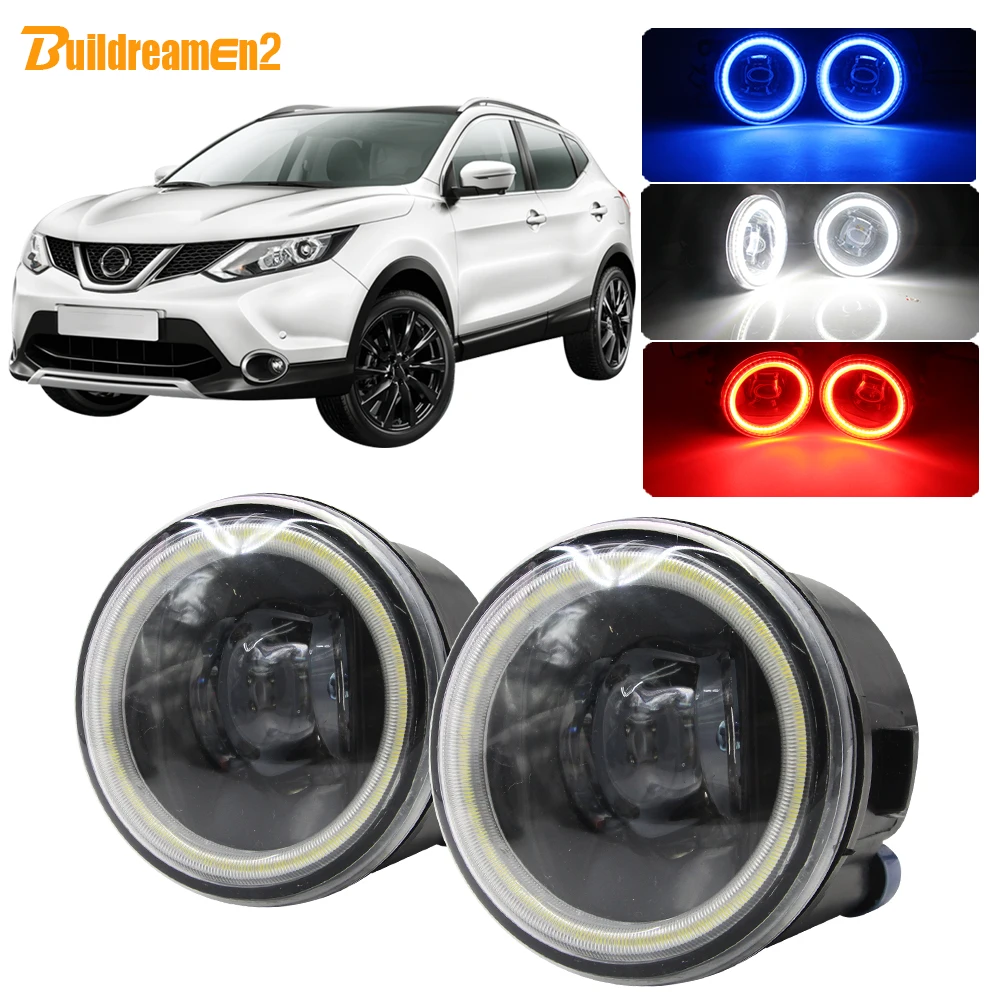 

Buildreamen2 Car H11 LED Fog Light Kit Lens Angel Eye DRL Daytime Running Light 4000LM 12V For Nissan Qashqai J11 J11_ 2013-2019