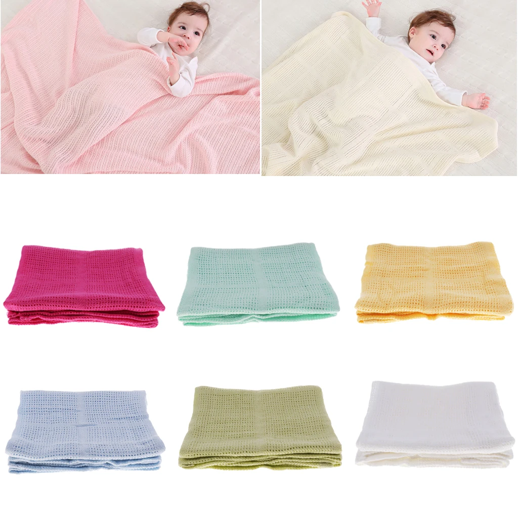 100 Cotton Cellular Baby Throw Blanket Soft Breathable Pram Crib Moses