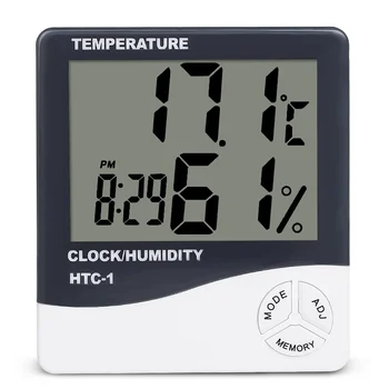 

Indoor LCD Electronic Temperature Humidity Meter Digital Thermometer Hygrometer Weather Station Alarm Clock HTC-1 Dropshipping