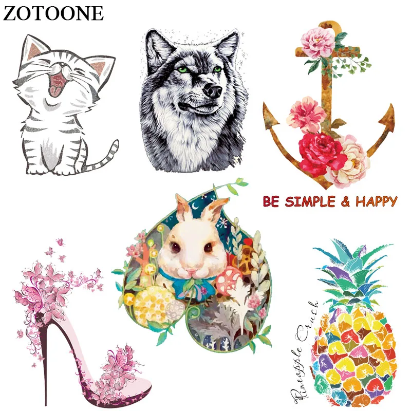 

ZOTOONE Cat Wolf Flower Flamingo Patch T-shirt Dresses Sweater Thermal Transfer Patch for Clothing By Household Irons Heat Press