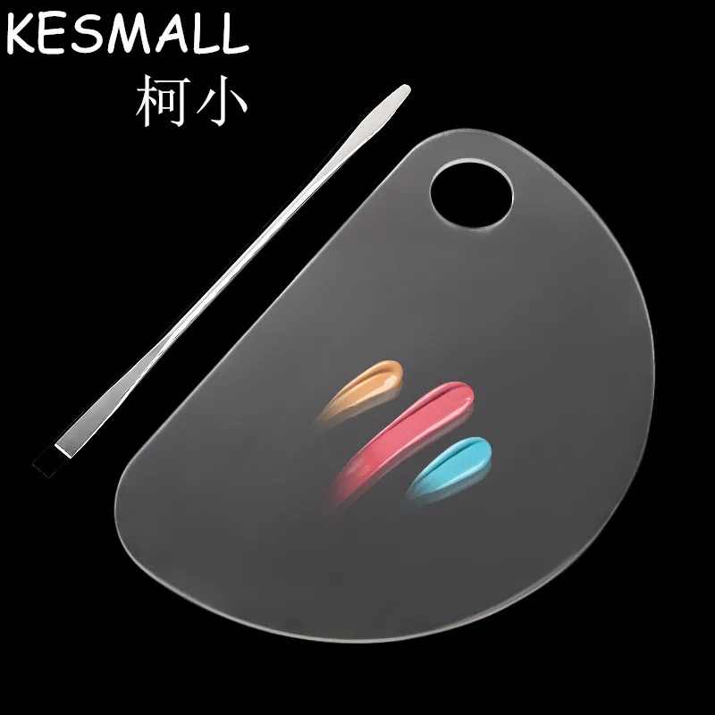 

KESMALL Palette Clear Acrylic Nail Art Makeup Plate Polish Gel Foundation Eyeshadow Mixing Spatula Rod Manicure Set Tool CO351