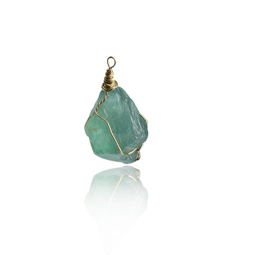 1 шт 2,5-3 см ожерелье из флюорита кулон натуральный драгоценный кварцевый камень пуля неправильный маятник колонна для исцеления чакр с помощью рейки DIY ювелирные изделия - Окраска металла: Green 1