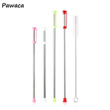 4/5 шт./компл. многоразовая Нержавеющая сталь Соломинки набор с силиконовыми наконечниками и щеточка для чистки металлические соломинки