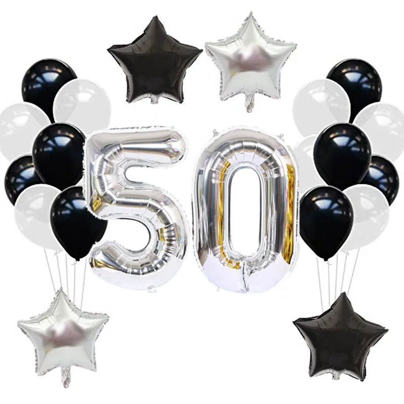 

22pcs/set Happy Birthday Balloon Set 32inch Gold Silver Number Foil Balloons Adult Birthday Party Decorations Supplies Globos