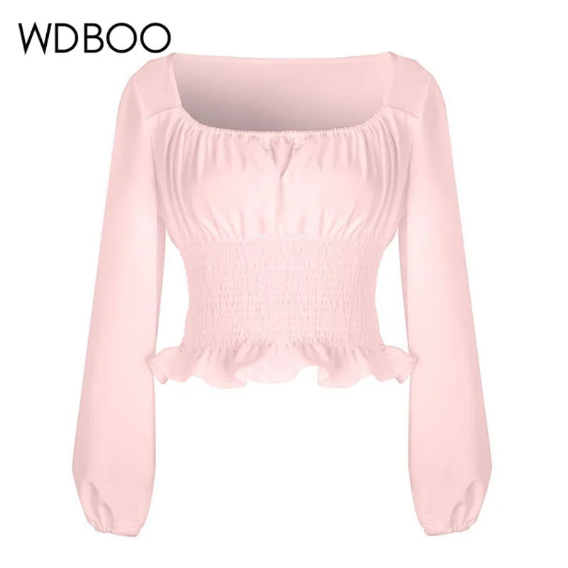 Женская блузка с длинным рукавом WDBOO розовая оранжевая белая черная эластичная