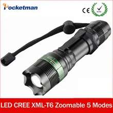 zk50 Ultra bright led flashlight linterna zoomable torch 5 Modes lampe torche xml-t6 For 3xAAA or 1×18650 Free shipping