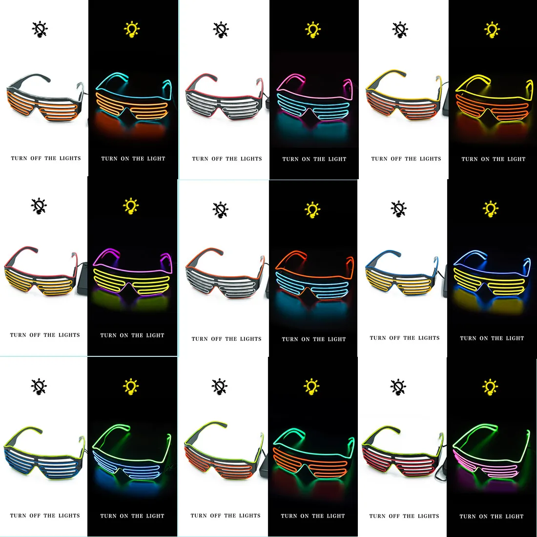 Glowing Glasses LED Gafas Luminous Bril Neon Christmas Glow Sunglasses Flashing Light Glass for Party Supplies Prop Costumes glow sunglasses,glow glasses