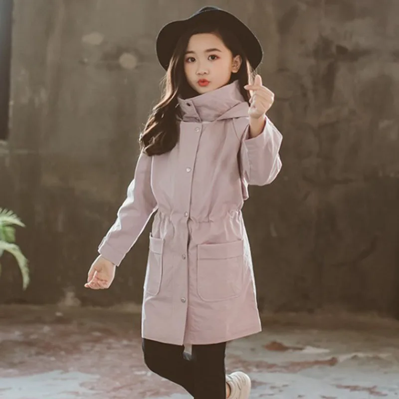 little teenage girls autumn long jackets children trend coats outwears 2018 blue pink winter cotton coat for kids tops clothing