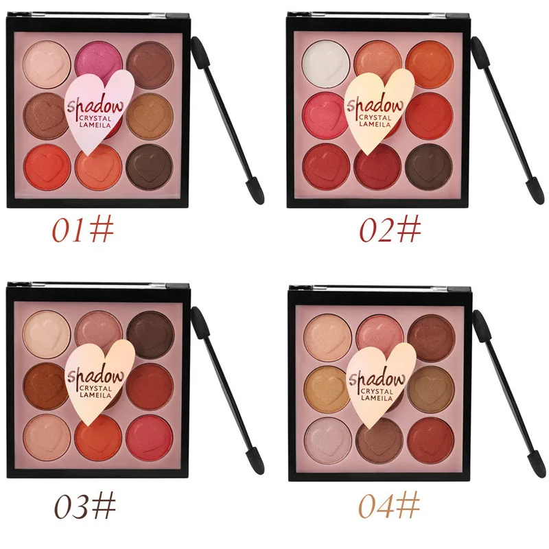 

Lovely 9 Color Pearl Glitter Eye Shadow Powder Palette Matt Crystal Diamond Eyeshadow Cosmetic Makeup Tools 2018