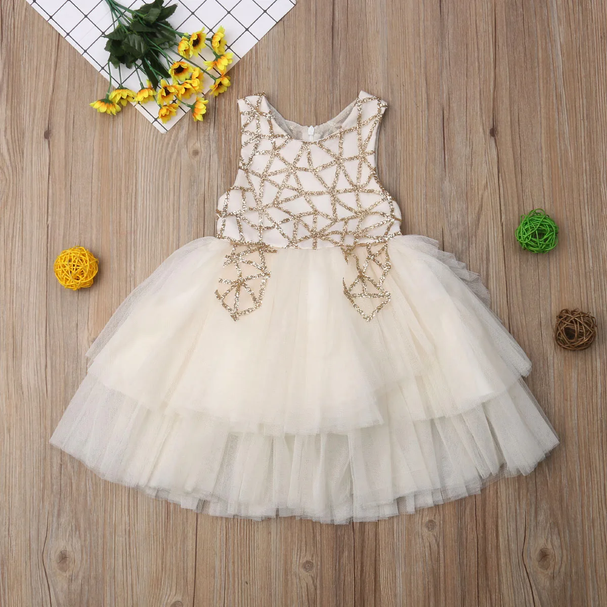 Pudcoco/ платья для девочек; костюм принцессы; Одежда для младенцев; Детские карнавальные вечерние платья-пачки золотого цвета