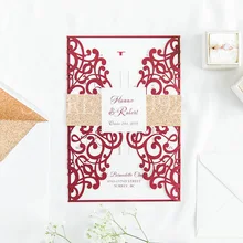 50 шт. пользовательские цвета Элегантное Свадебное приглашение карты полые лазерная обработка карты busniss birthda приглашения на вечеринку