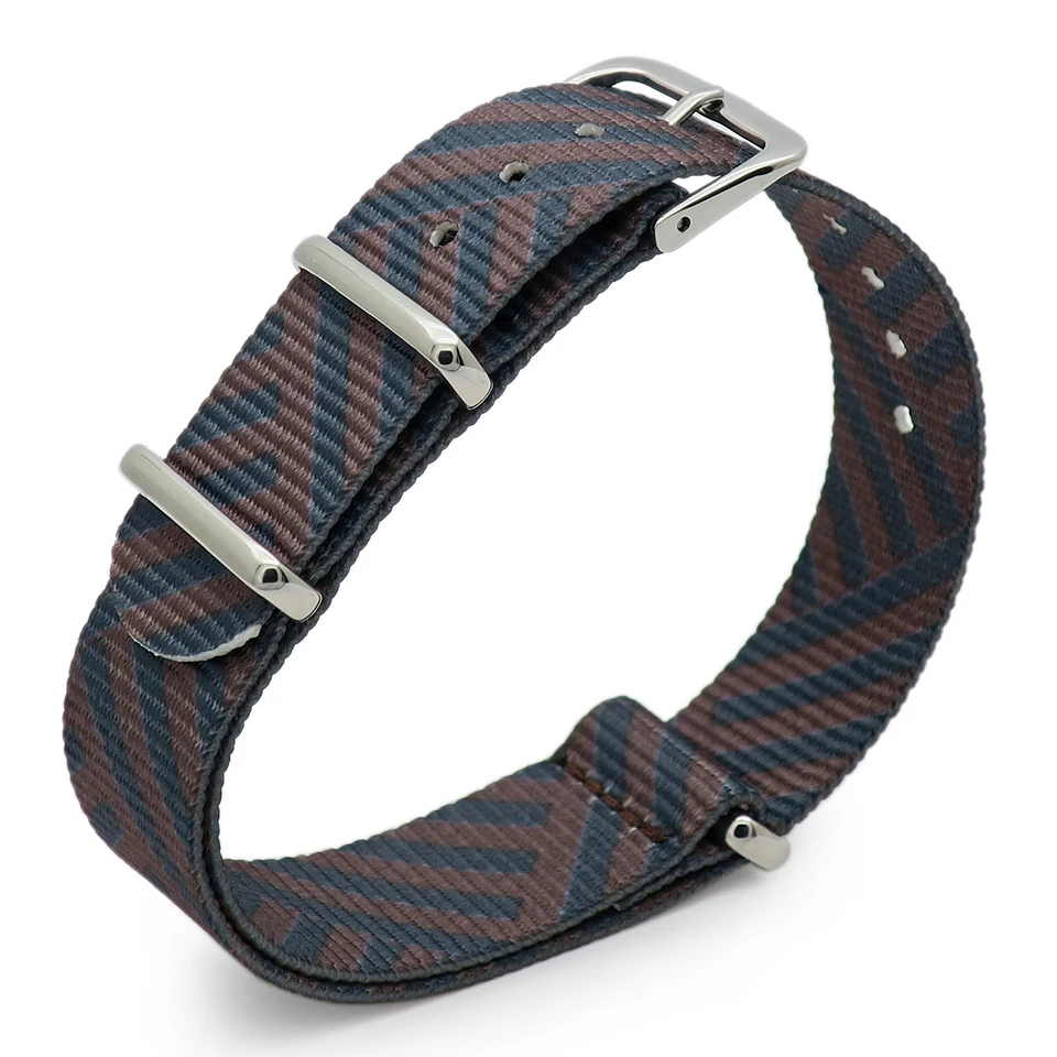 

borong nylon watch bands 18mm silver rose gold stainless steel buckle nato strap premium ballistics blue coffee image patterns