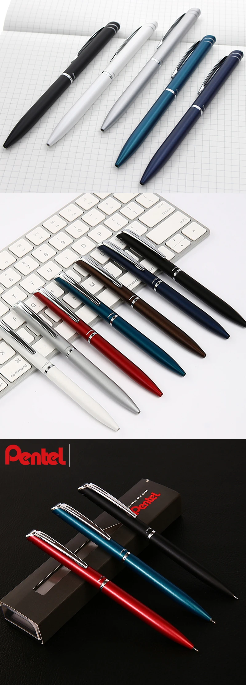 PENTEL BLN-2005 быстросохнущая нейтральная ручка вращающаяся 0,5 игольчатая трубка металлическая ручка для офиса