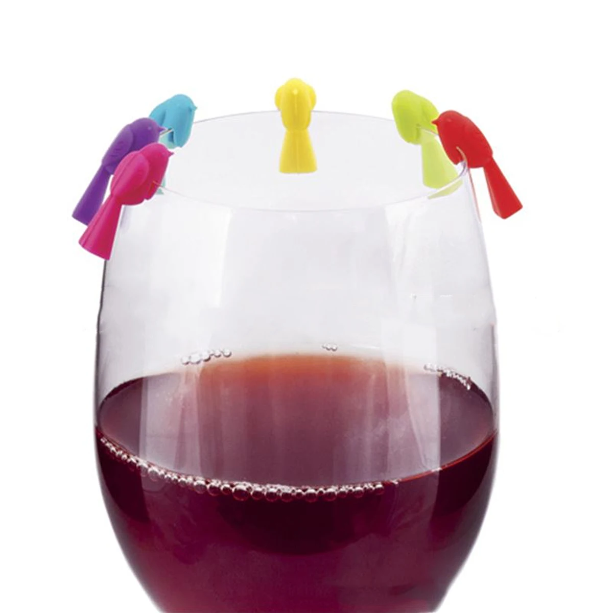 

6PCS Silicone Bird Tits Wine Glass Mark Wine Glass Recognizer Cup Distinguisher(Mixed Color)