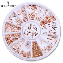 Розовое золото заклепки Шпильки 3D украшения ногтей круг круглые Квадратные бусины маникюр Дизайн ногтей украшения в колеса