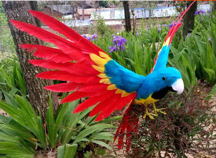 Новый Моделирование Красочные попугай игрушки Пластиковые и мех крылья попугай модель подарок около 45x30 см