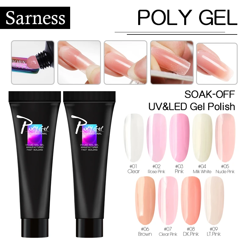 

Sarness UV Nail Poly Gel Quick Drying Art Gel Lacquer Jelly Extension Builder Gel Esmalte Permanente Acryl Gel Crystal Nail