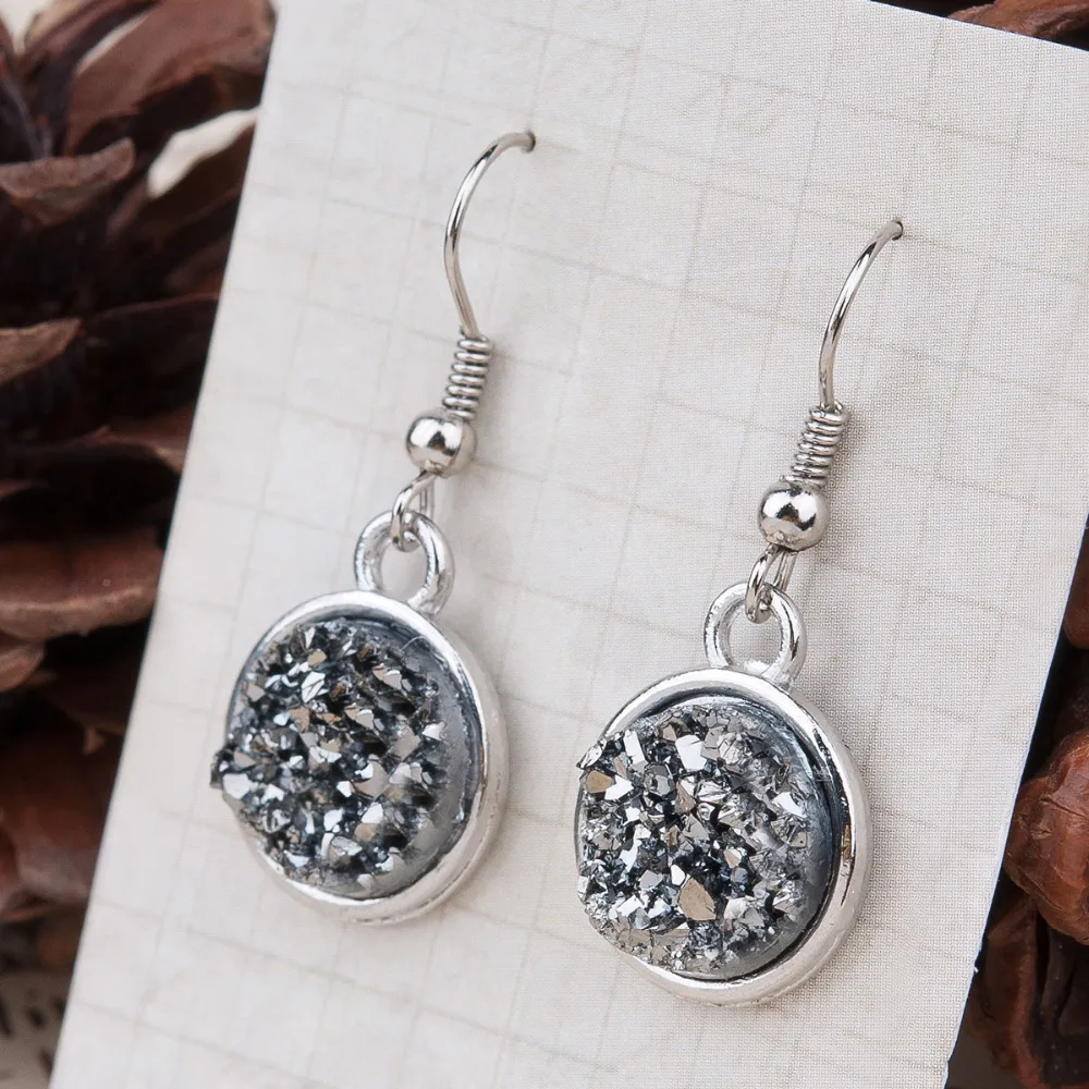 Круглые серьги подвески DoreenBeads ручной работы серебристого цвета 34x15 мм 1 пара|chic