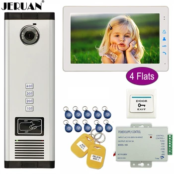 

JERUAN Apartment 9 inch Color TFT Video Door Phone Intercom Access 700TVL Camera Home Gate Entry Security Kit for 4 Families