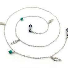 Винтажные серебряные цепочки для очков с листьями и бусинами, солнцезащитные очки, ремешок, ожерелье, металлическая цепочка для очков, держатель шнура, веревки для шеи